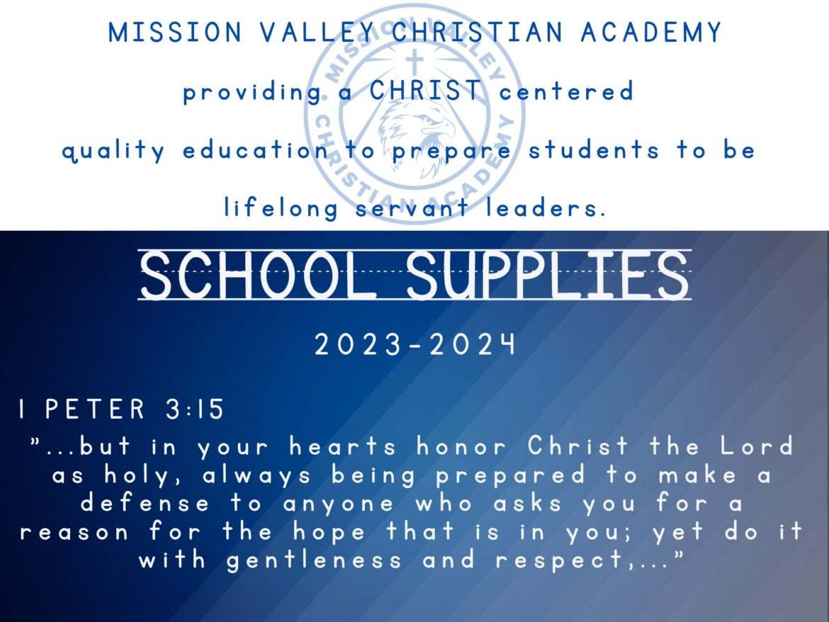 Classroom supply lists mission valley christian academy